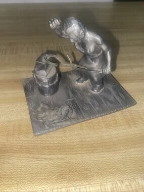 Vintage Franklin Mint 1985 Pewter Statue Silversmith Blacksmith American Pewter